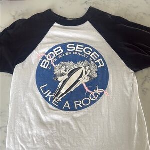 Rock Storm Blue and White Graphic Tee bob seger & the silver bullet band